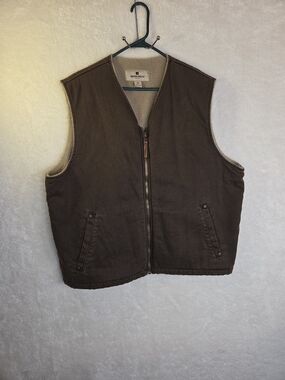 Woolrich Brown Sherpa-Lined Workwear Zip Vest